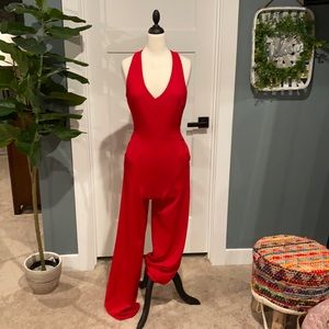H-O-T bright red romper with deep V neckline!!!